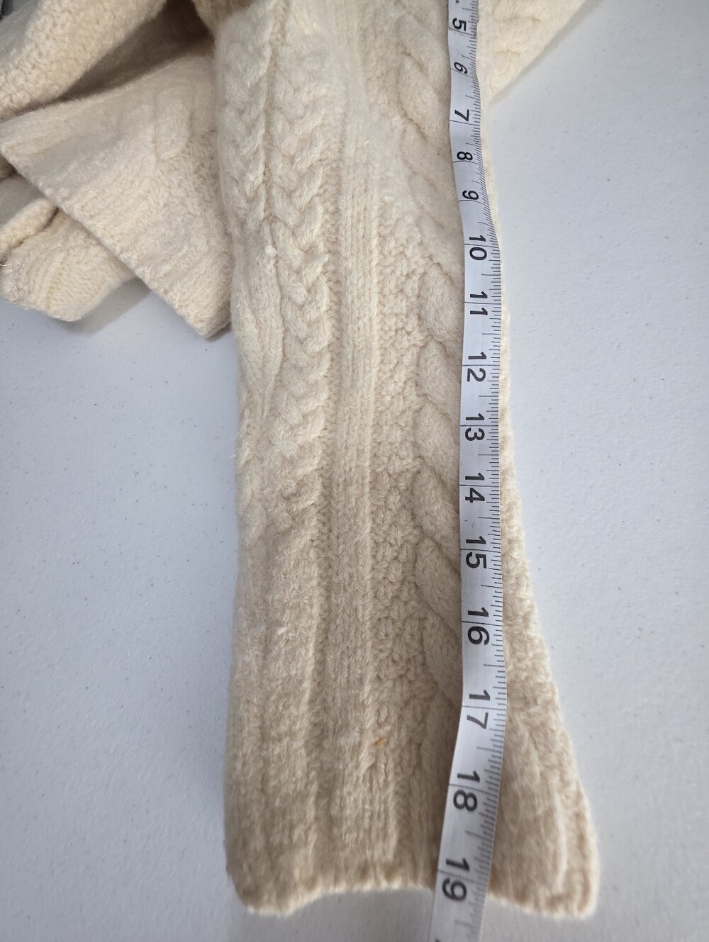 Paul James England 100% Wool Cable Knit Cardigan Sweater Cream Cropped S - Picture 10 of 10
